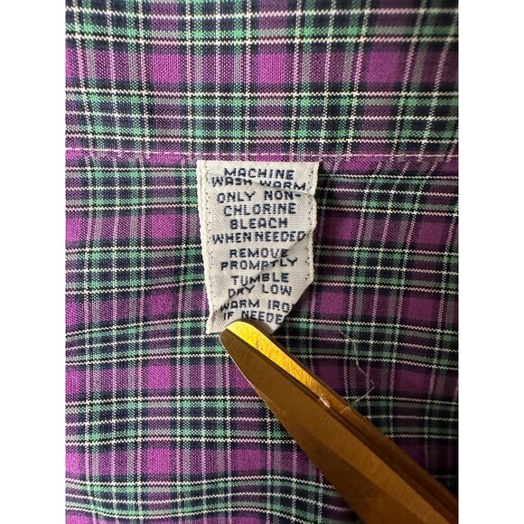 Ralph Lauren Men’s Button Down Shirt XL Purple Green Check Plaid Cotton Preppy - Picture 5 of 8
